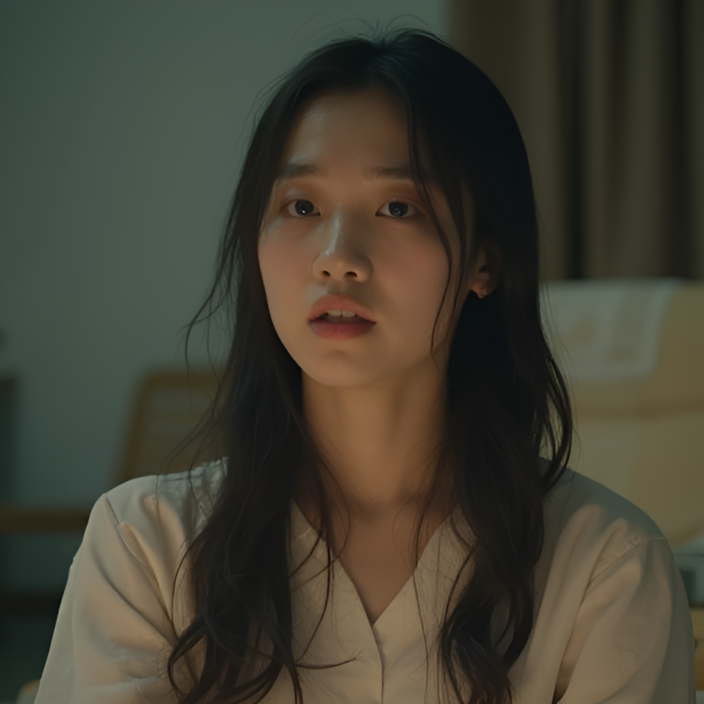 A still from a drama set or a promotional photo for a new acting project, featuring Lee Naeun in a compelling scene.